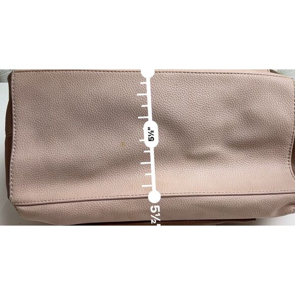 Jessica Simpson dusty pink and brown pebbled vegan leather satchel - Picture 8 of 10